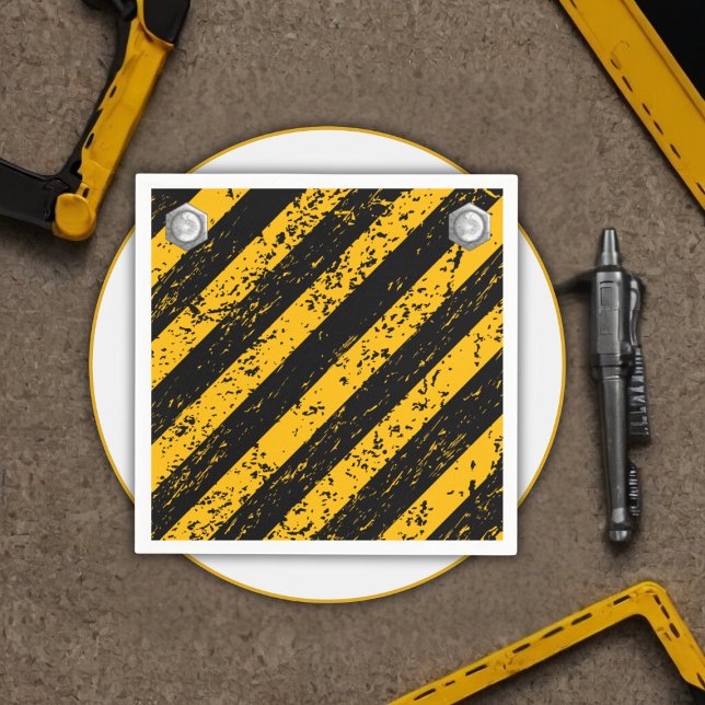 Construction Yellow & Black Baby Shower Napkin (Creator Uploaded)