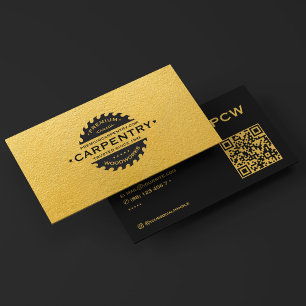 Construction Yellow Black Saw Modern Carpenter Business Card