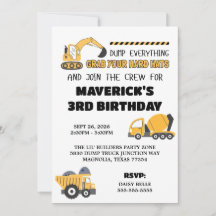 Construction Yellow Boys Dump Truck Birthday