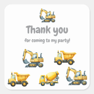 Construction, yellow dump truck thank you sticker