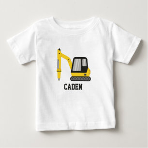 Construction Yellow Excavator Breaker Vehicle Kids Baby T-Shirt