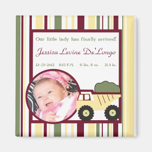 Construction Zone Baby Announcement Magnet