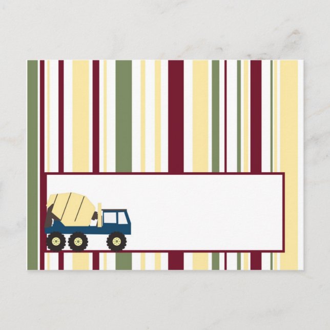 Construction Zone Baby Shower Writable Place Card (Front)