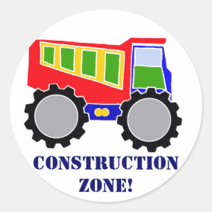 Construction Zone Classic Round Sticker