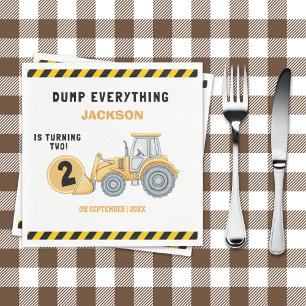"Construction Zone Party – Dump Truck 2nd Birthday Napkin