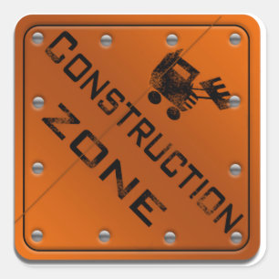 Construction Zone Square Sticker