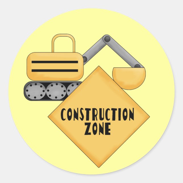 Construction Zone Tshirts and Gifts Classic Round Sticker (Front)