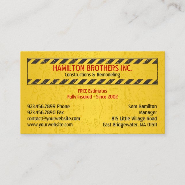 Constructions Handyman Business Card (Front)