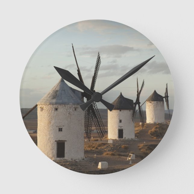 Consuegra, antique La Mancha windmills Round Clock (Front)