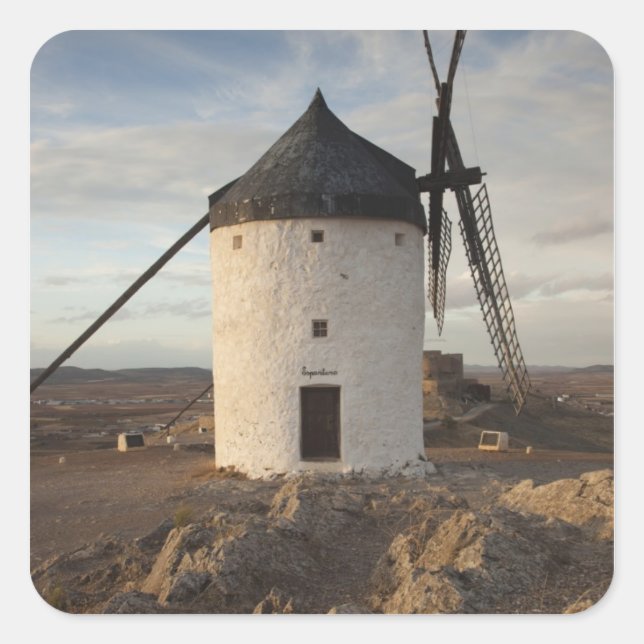 Consuegra, antique La Mancha windmills Square Sticker (Front)