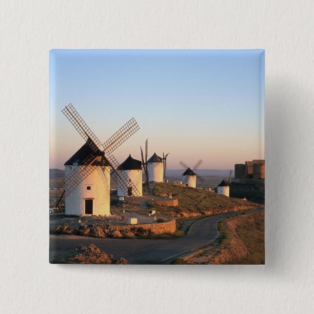 Consuegra, La Mancha, Spain, windmills 15 Cm Square Badge (Front)
