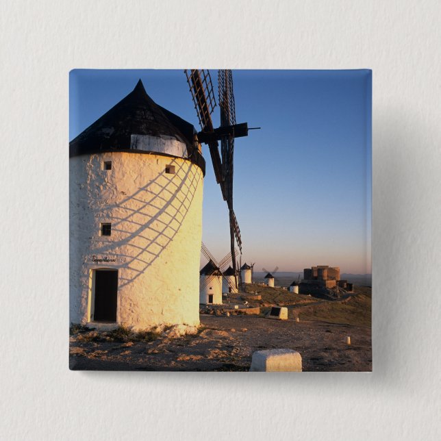 Consuegra, La Mancha, Spain, windmills 15 Cm Square Badge (Front)