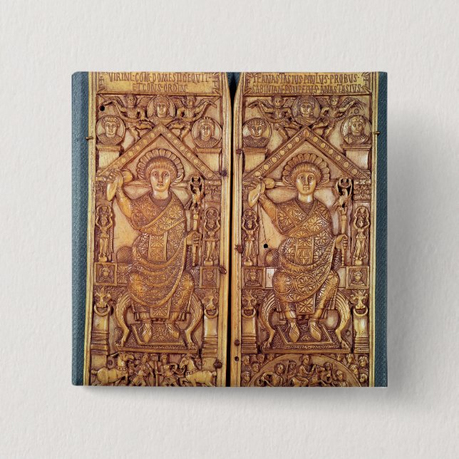 Consular diptych Anastasius  carved 15 Cm Square Badge (Front)