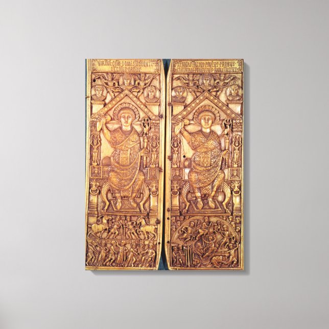 Consular diptych Anastasius  carved Canvas Print (Front)