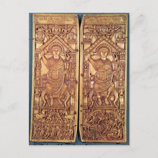 Consular diptych Anastasius  carved Postcard (Front)