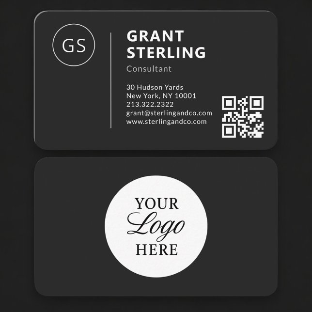 Consultant Black Logo QR Code Professional Business Card (Creator Uploaded)