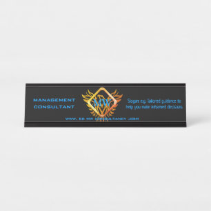 Consultant, Diamond Frame and Flame Phoenix, Black Desk Name Plate