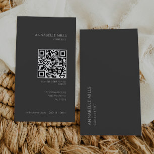 Consultant Grey Vertical Minimalist Simple Qr Code Business Card