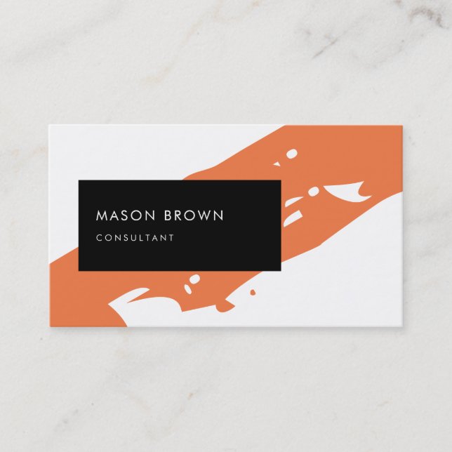 Consultant Modern Orange Diagonale Black Rectangle Business Card (Front)