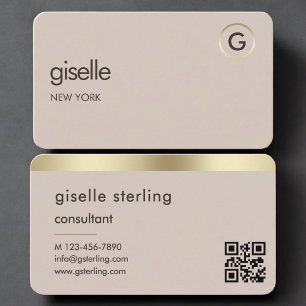 Consultant Neutral Gold QR Code Business Card