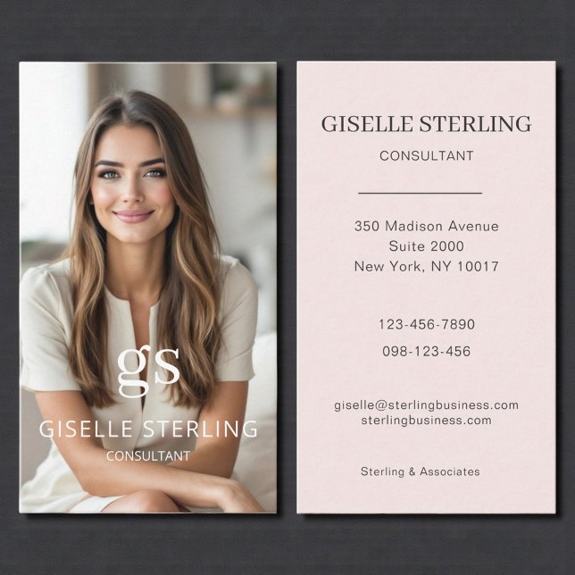 Consultant Photo Blush Pink Professional Business Card (Creator Uploaded)