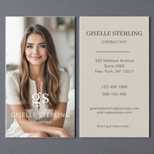Consultant Photo Taupe Beige Professional Business Card (Creator Uploaded)
