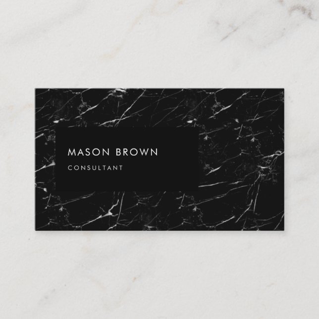 Consultant Profi Modern Black Marble Business Card (Front)