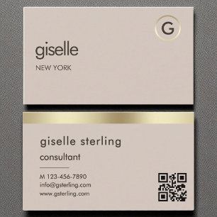 Consultant QR Code Faux Gold Foil Monogram  Business Card