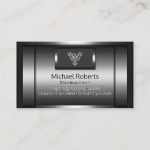Consultant - shiny faux metal, silver eagle logo business card