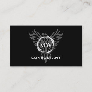 Consultant, Silver Ring, Stylised Phoenix Logo Business Card