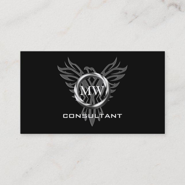 Consultant, Silver Ring, Stylised Phoenix Logo Business Card (Front)