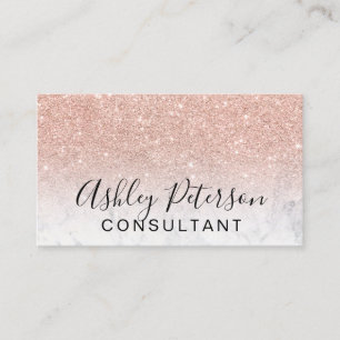 consultant typography marble rose gold glitter business card