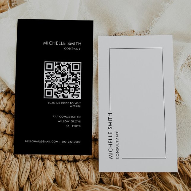 Consultant Vertical Geometric Minimalist  Qr Code Business Card (Creator Uploaded)