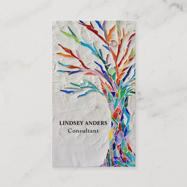 Consultantt Rainbow Coloured Tree Business Card (Front)