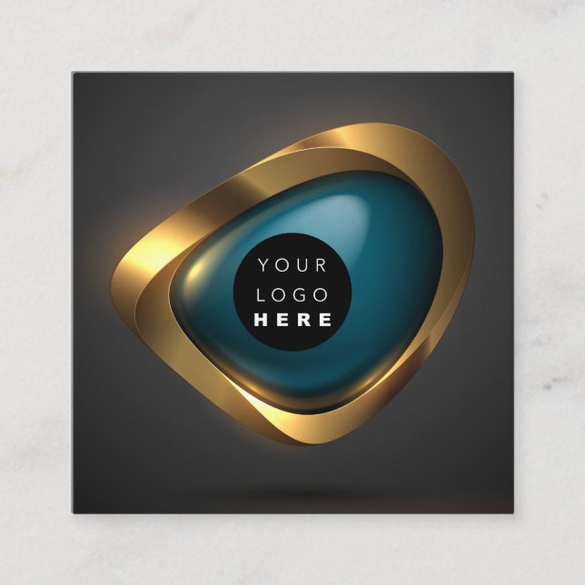 Consulting Gold Teal Grey Abstract Logo Modern  Square Business Card (Front)