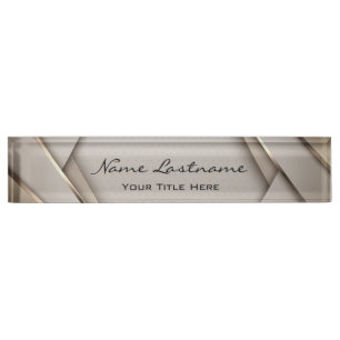 Consulting Professional Geometric Grey Gold Nameplate