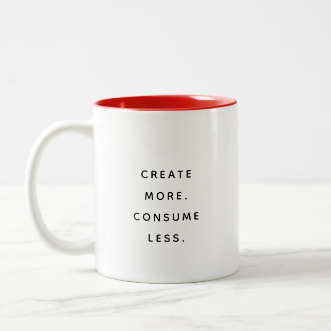 Consume Less Typography Modern Two-Tone Mug (Left)