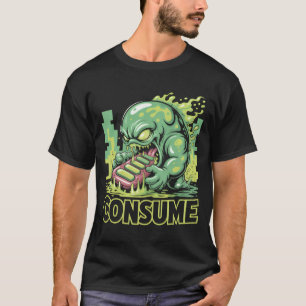 Consume Monster Eating Phone Funny Social Commenta T-Shirt