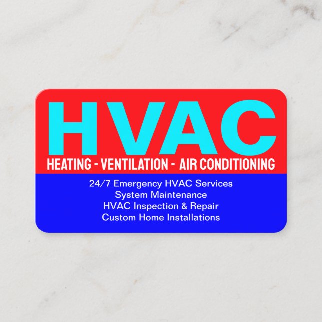 Contact & Address & Services - Professional HVAC Business Card (Front)