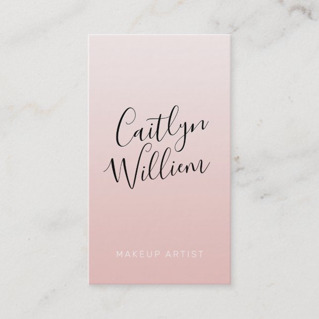 CONTACT modern chic pretty ombre blush pink black Business Card (Front)