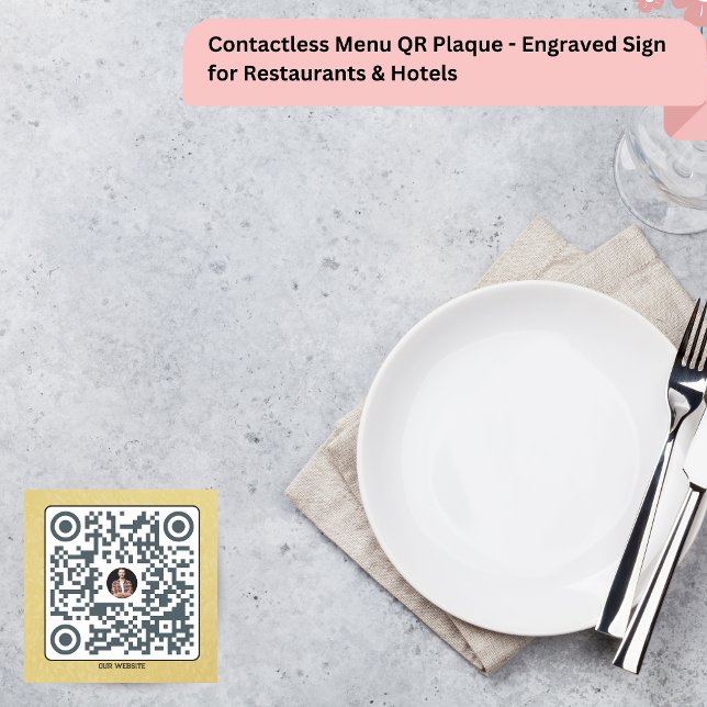 Contactless Menu QR Plaque - Engraved Sign Name Tag (Contactless Menu QR Plaque - Engraved Sign for Restaurants & Hotels)