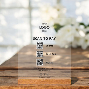 Contactless Payment Business Logo QR Code Acrylic Sign
