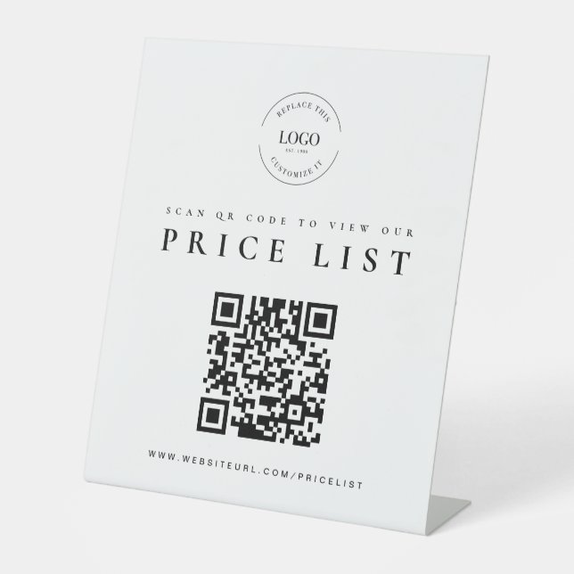 Contactless Price List QR Code Business logo Pedestal Sign (Front)