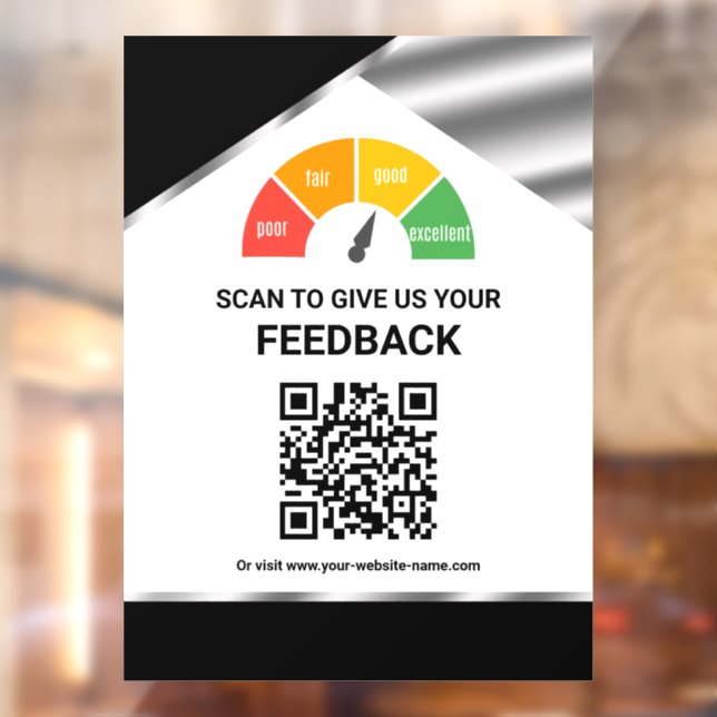 Contactless QR Code Customer Feedback Black Window Cling (Sheet 2)