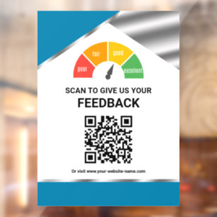 Contactless QR Code Customer Feedback Blue Window Cling