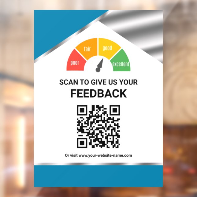 Contactless QR Code Customer Feedback Blue Window Cling (Sheet 2)