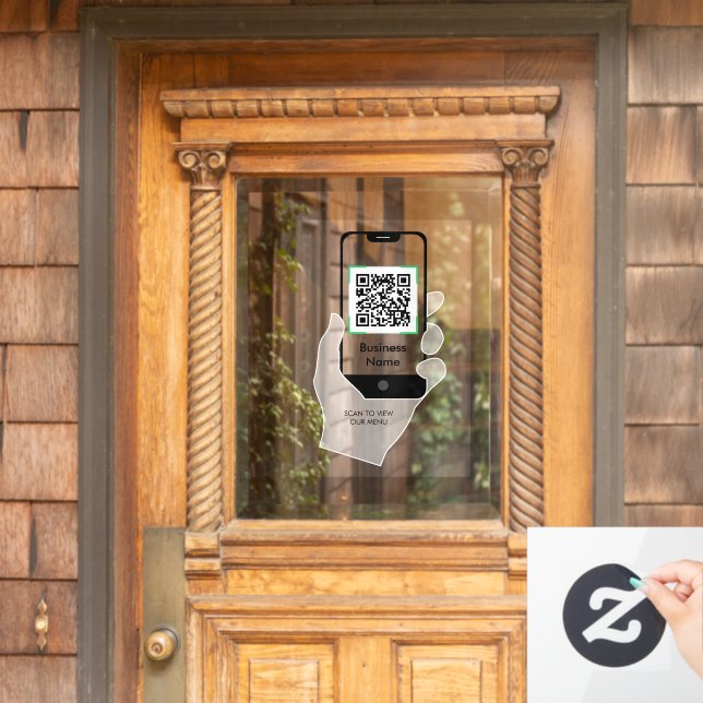Contactless QR Code Restaurant Coffee Order Menu Window Cling (Home Door)