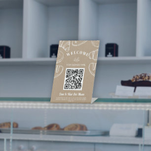 Contactless QR Code Scan to Oreder Menu Bakery Pedestal Sign