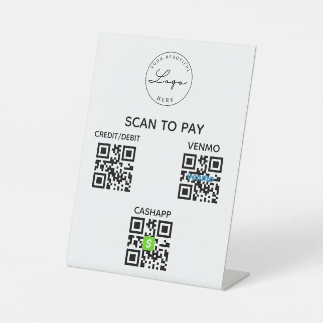Contactless QR Code Scan to Pay Pedestal Sign (Front)