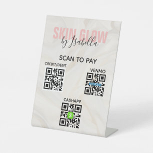Contactless QR Code Scan to Pay Pink   Pedestal Sign